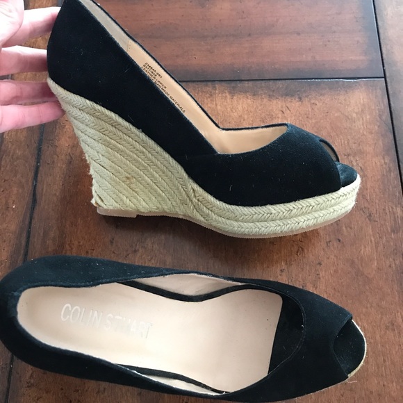 COLIN STUART 7.5 wedge espadrille peep toe heels - Picture 14 of 15